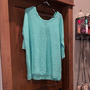 DayTrip Light Weight 3/4 Sleeve Sweater/Tunic-Sparkly Mint